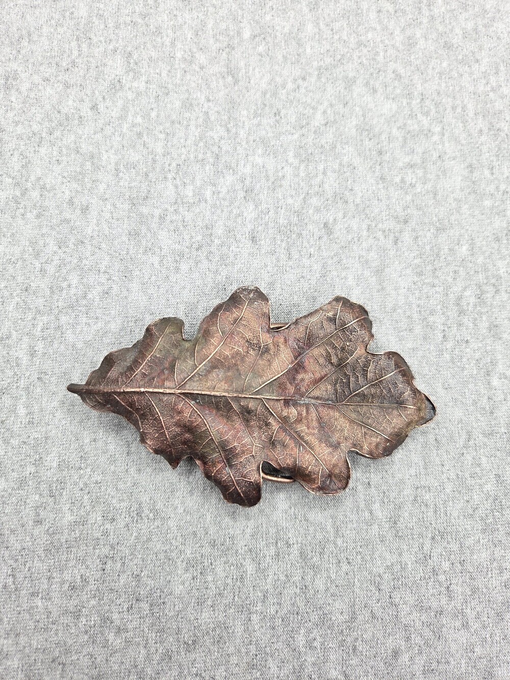 1974 Bergamot Brass Works Oak Leaf Belt Buckle Fall Autumn 3D Vintage